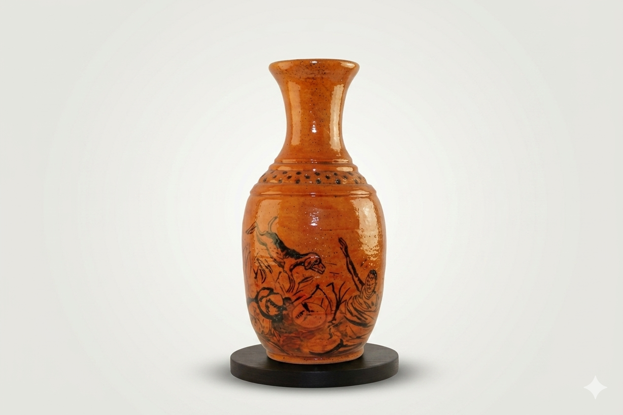 Vase Impérial Émaillé – L'Écho de la Chasse Traditionnelle
