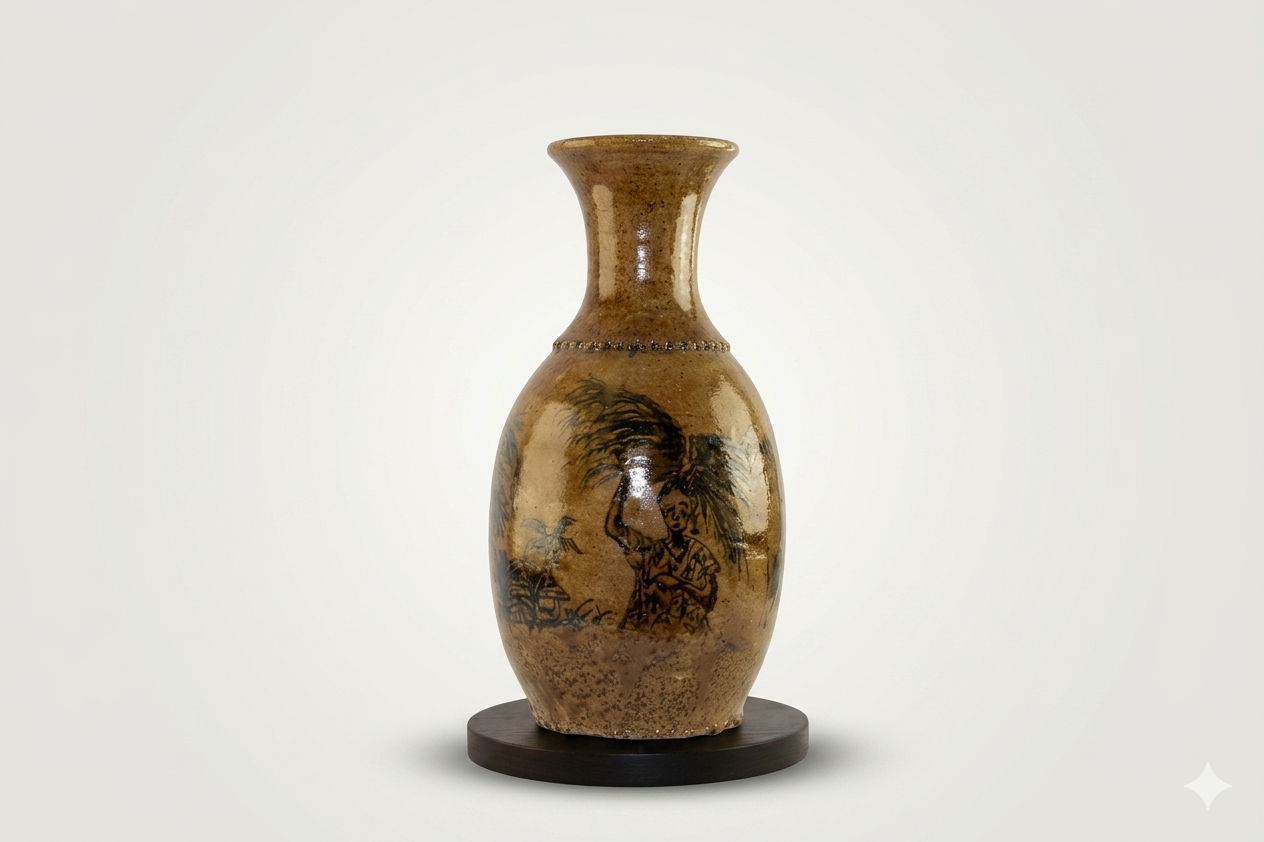 Vase Impérial en Grès – La Récolte de l'Espoir